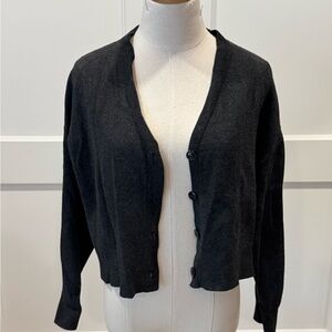 MANGO | Charcoal Button-Up Cardigan | Size: Small
